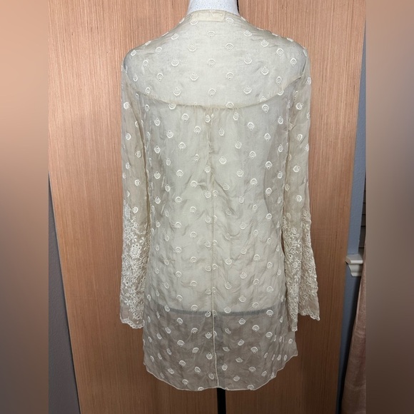 Johnny Was 4 Love & Liberty Ivory Embroidered Silk Top, Size Small (v) - Picture 4 of 7